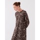 Crew Neck Patterned Long Sleeve Women's Dress