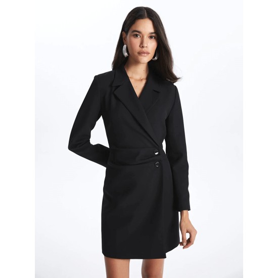 Casual Double Breasted Collar Straight Long Sleeve Women's Jacket Dress
