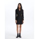 Casual Double Breasted Collar Straight Long Sleeve Women's Jacket Dress